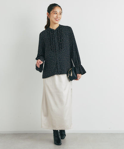 優雅氣質前襟荷葉邊雪紡襯衫