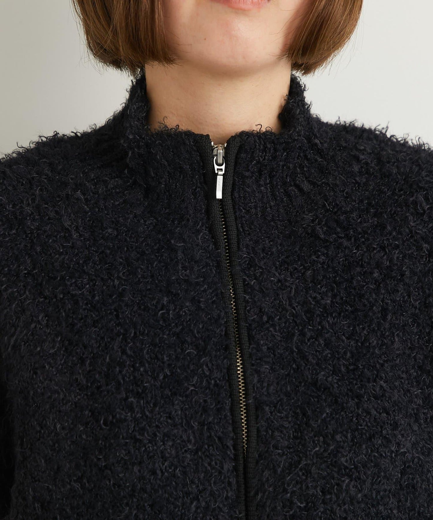 休閒風格仿羊羔絨針織拉鍊馬甲