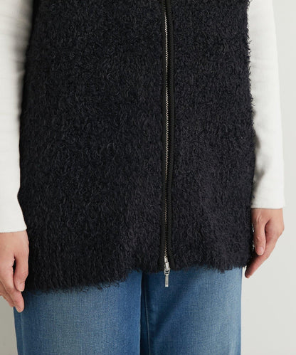 休閒風格仿羊羔絨針織拉鍊馬甲