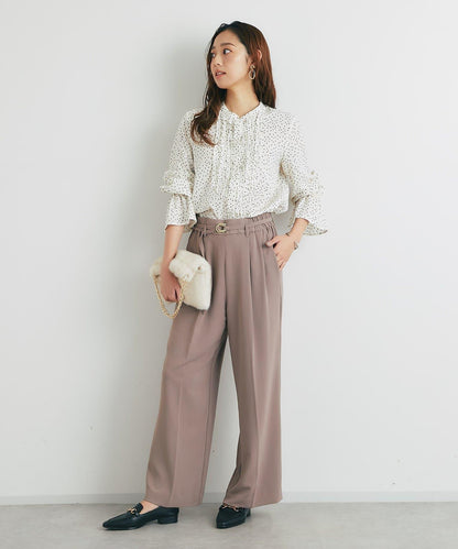 優雅氣質前襟荷葉邊雪紡襯衫