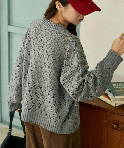 鏤空編織拉鍊開衫