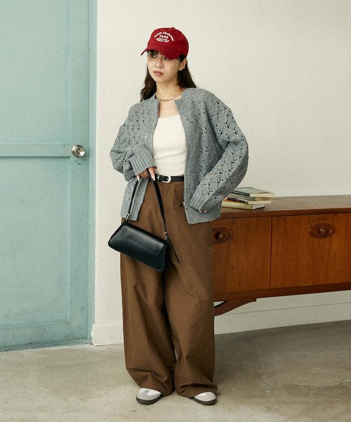 鏤空編織拉鍊開衫