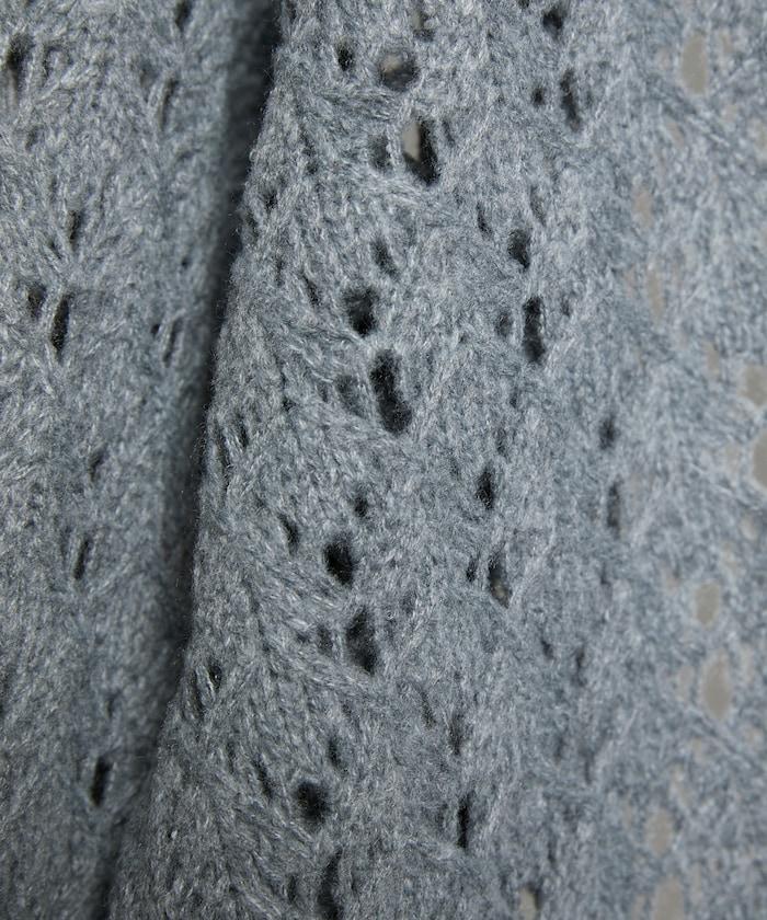 鏤空編織拉鍊開衫