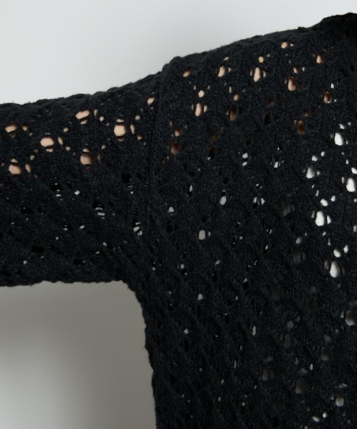 鏤空編織拉鍊開衫