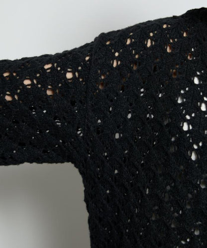 鏤空編織拉鍊開衫