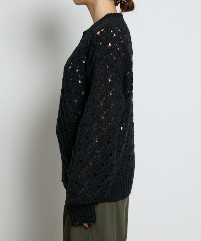 鏤空編織拉鍊開衫