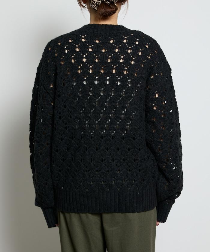 鏤空編織拉鍊開衫