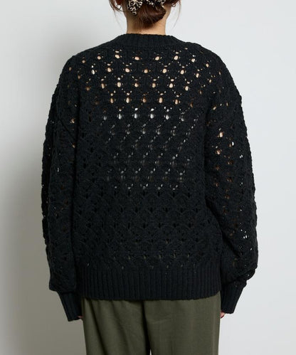 鏤空編織拉鍊開衫