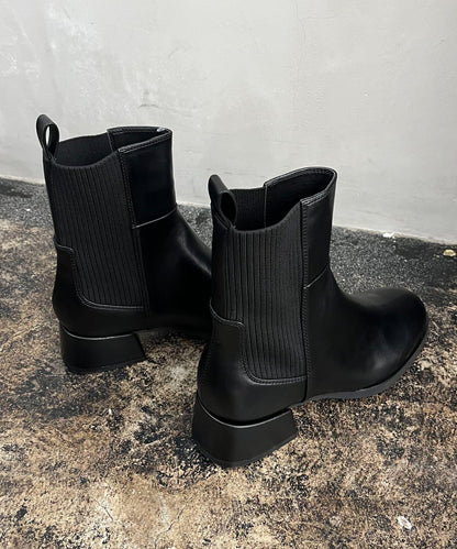 【人氣話題鞋款再度登場！】羅紋拼接短靴