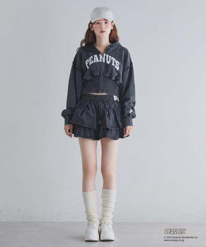 【《PEANUTS》聯名】荷葉邊迷你裙