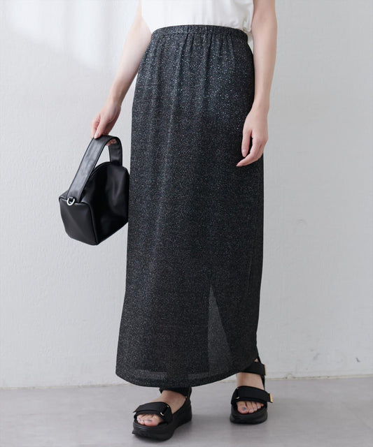 【natural couture】金銀絲羅紋修身半身裙