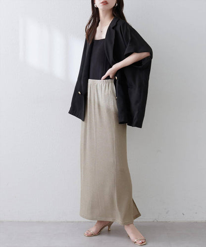 【natural couture】金銀絲羅紋修身半身裙