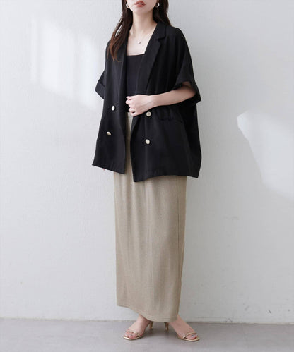 【natural couture】金銀絲羅紋修身半身裙