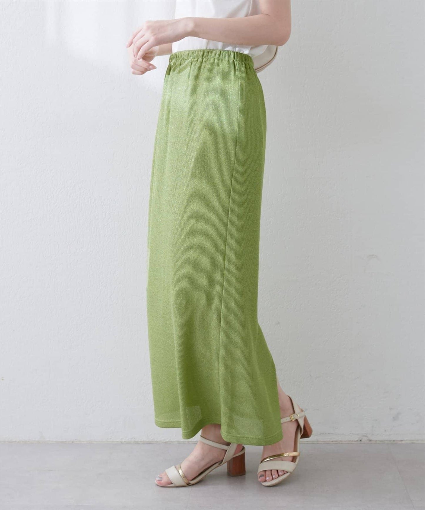 【natural couture】金銀絲羅紋修身半身裙