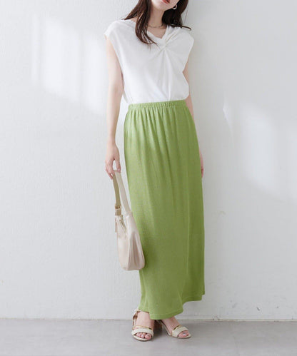 【natural couture】金銀絲羅紋修身半身裙