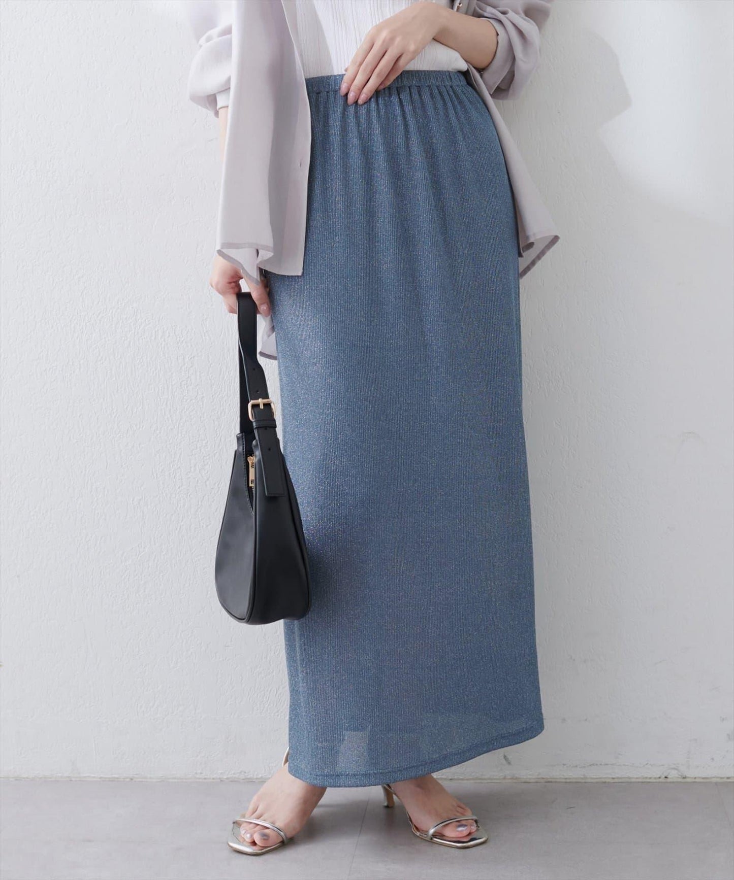 【natural couture】金銀絲羅紋修身半身裙