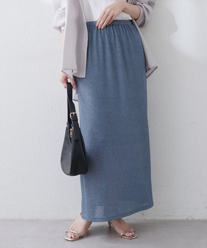 【natural couture】金銀絲羅紋修身半身裙