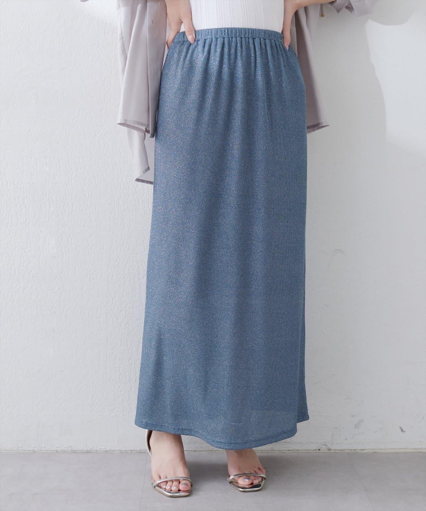 【natural couture】金銀絲羅紋修身半身裙