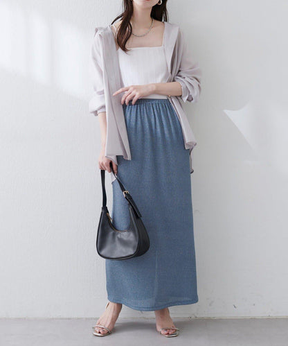 【natural couture】金銀絲羅紋修身半身裙