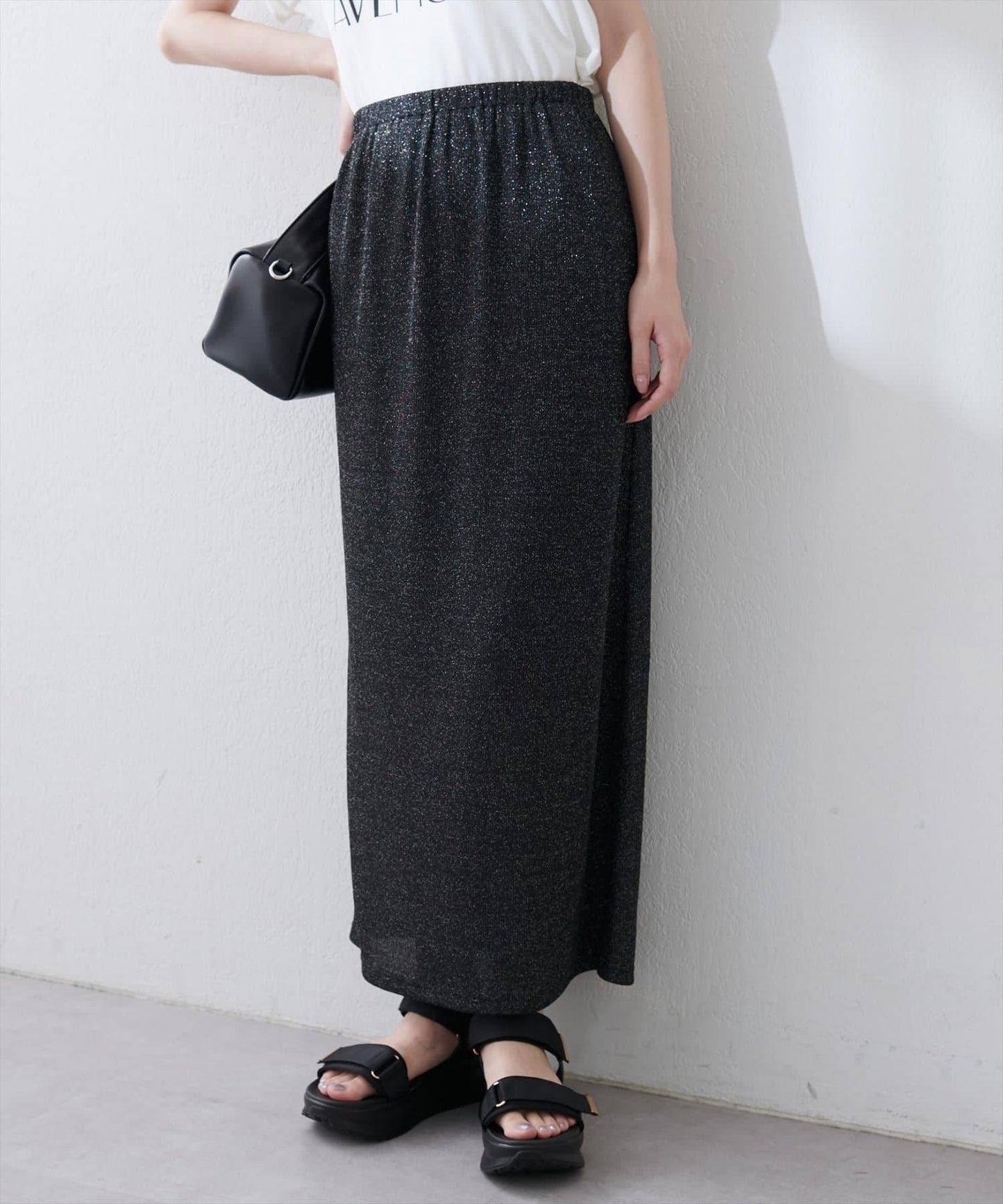 【natural couture】金銀絲羅紋修身半身裙