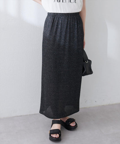 【natural couture】金銀絲羅紋修身半身裙