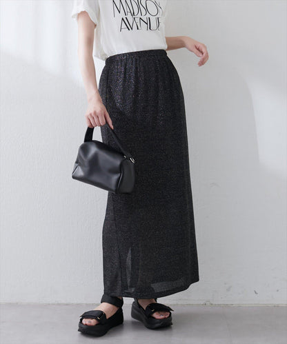 【natural couture】金銀絲羅紋修身半身裙