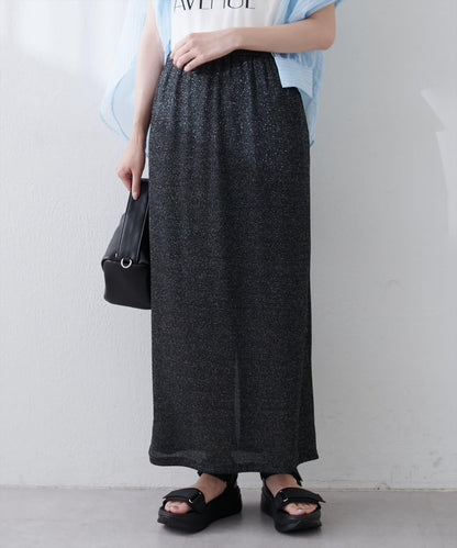 【natural couture】金銀絲羅紋修身半身裙