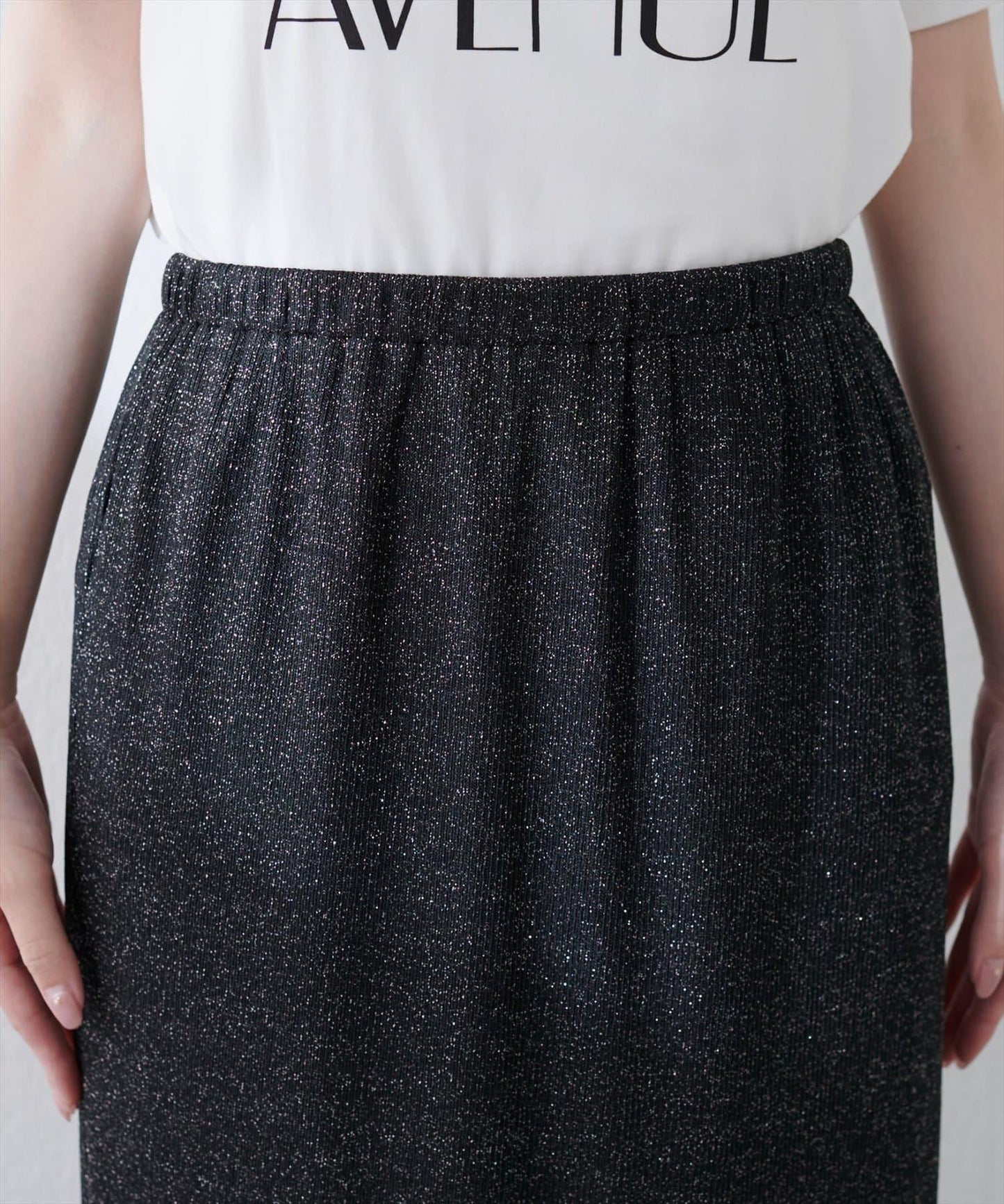 【natural couture】金銀絲羅紋修身半身裙