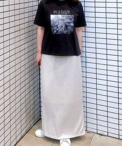 【natural couture】金銀絲羅紋修身半身裙