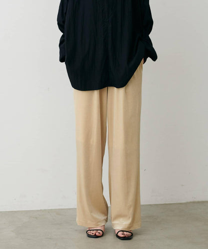 側邊拼接天鵝絨長褲