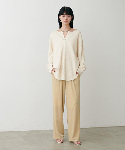 側邊拼接天鵝絨長褲