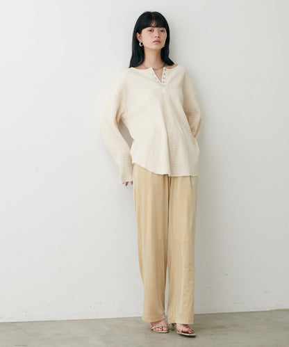 側邊拼接天鵝絨長褲