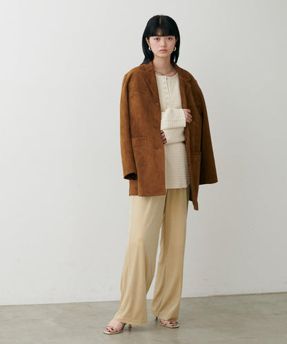 側邊拼接天鵝絨長褲