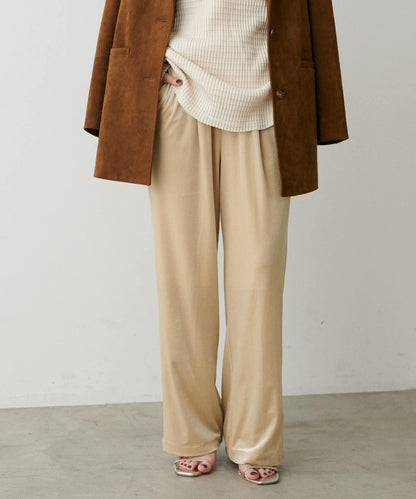 側邊拼接天鵝絨長褲