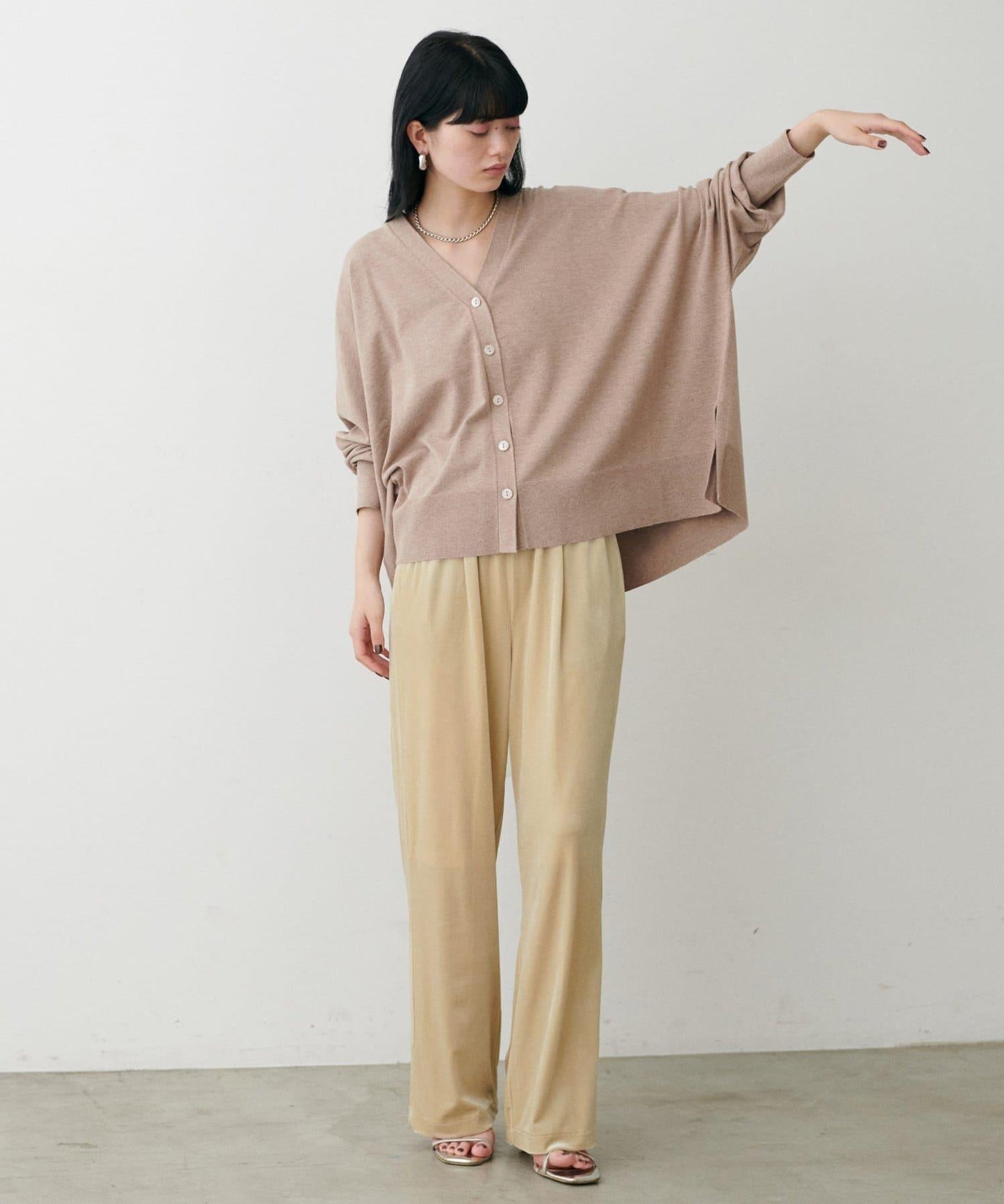 側邊拼接天鵝絨長褲