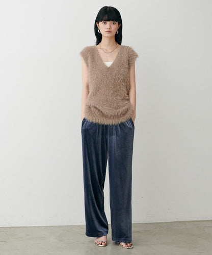 側邊拼接天鵝絨長褲