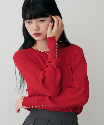 袖口小紐扣簡約針織衫