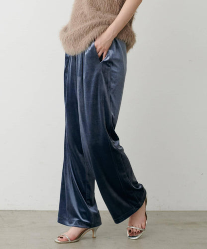 側邊拼接天鵝絨長褲