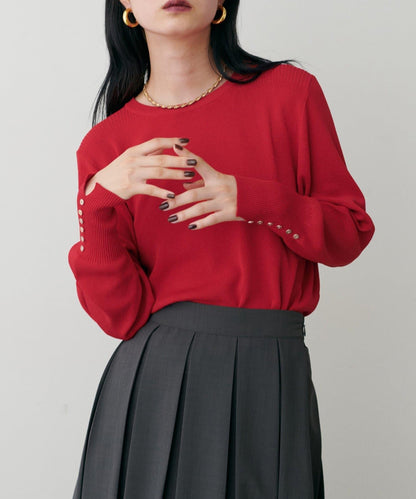 袖口小紐扣簡約針織衫