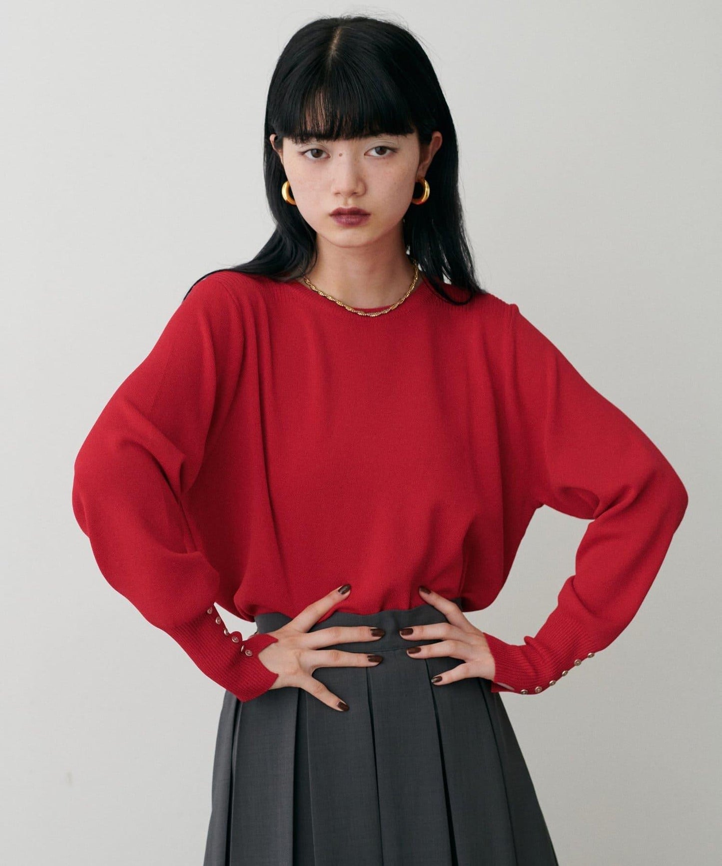 袖口小紐扣簡約針織衫