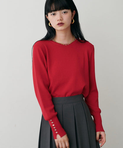 袖口小紐扣簡約針織衫