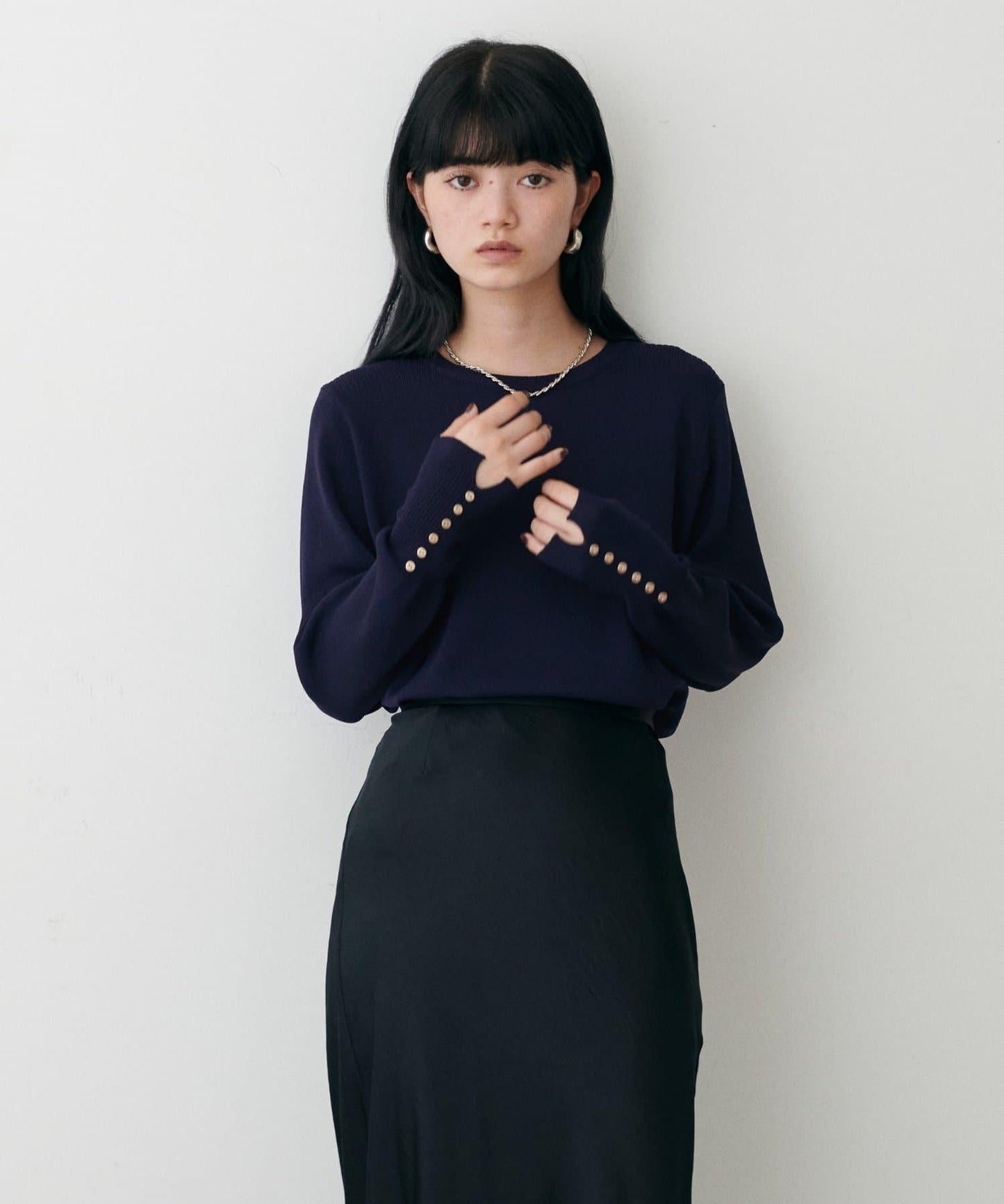 袖口小紐扣簡約針織衫