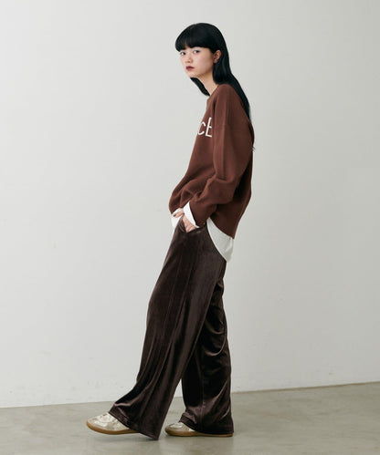 側邊拼接天鵝絨長褲