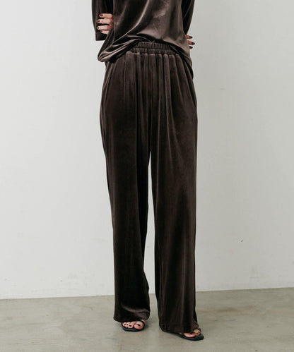 側邊拼接天鵝絨長褲