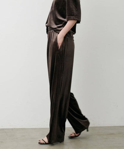 側邊拼接天鵝絨長褲