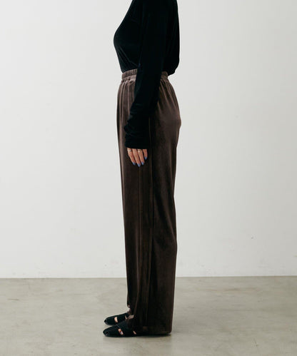 側邊拼接天鵝絨長褲