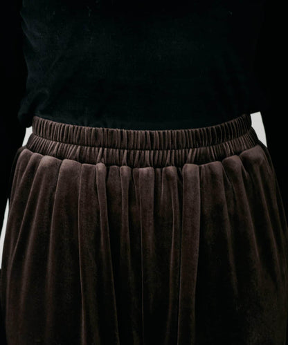 側邊拼接天鵝絨長褲