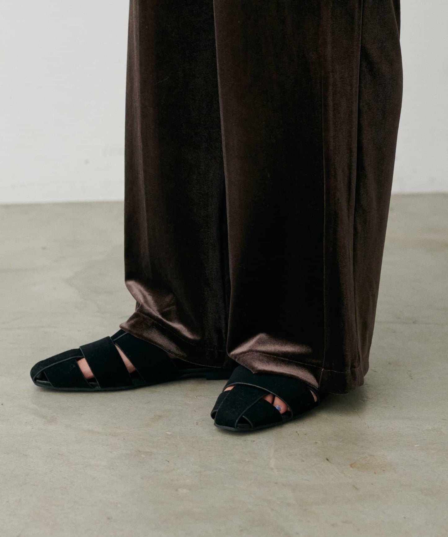 側邊拼接天鵝絨長褲