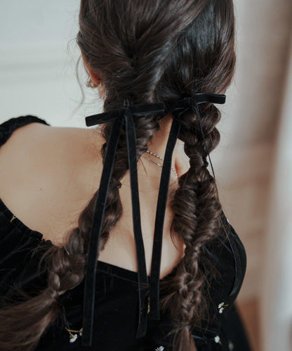 【/fiw.】天鵝絨蝴蝶結髮夾