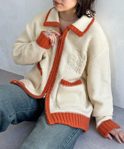 同色系花紋提花開衫